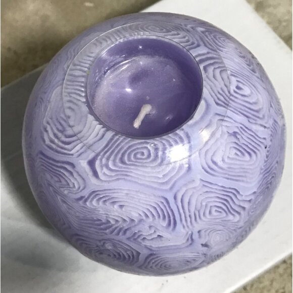 Purple Swirl Patterned Spherical Glow Candle Round Illuminating Retro Hippie - Picture 3 of 10